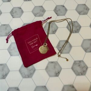 Gold Pendant Necklace with Red Pouch